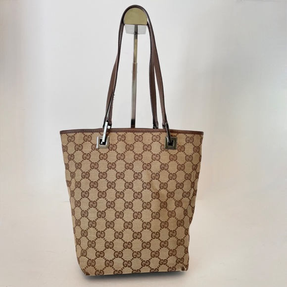 Gucci GG Monogram Brown Canvas Small Tote Shoulder Bag - Picture 4 of 14